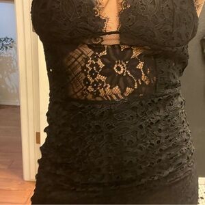 Black Lace Midi-Dress